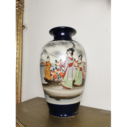 111 - Pair of Oriental ceramic vases { 25cm H X 14cm W }.