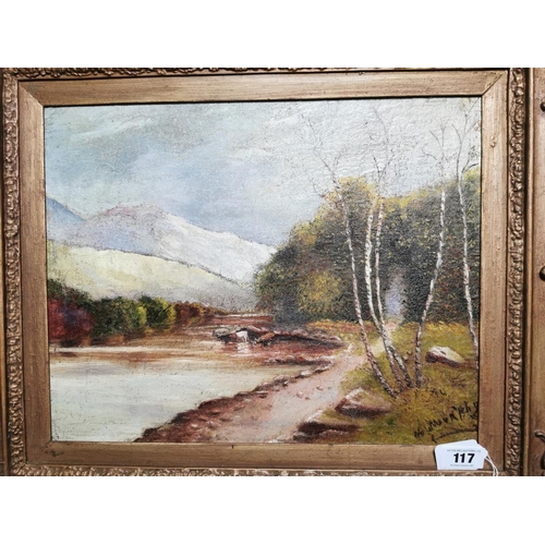 117 - A Murphy Rural Scene Oil on Board mounted in a gilt frame { 64cm H X 74cm W }.