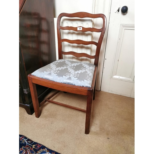 77 - Georgian mahogany ladder backed side chair in the Chippendale manner. { 90cm H X 53cm W X 44cm D }.