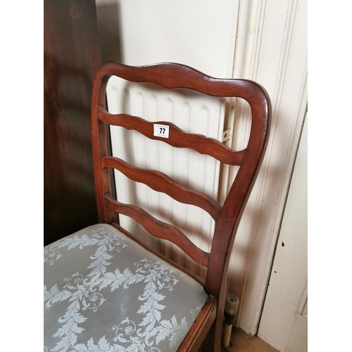 77 - Georgian mahogany ladder backed side chair in the Chippendale manner. { 90cm H X 53cm W X 44cm D }.