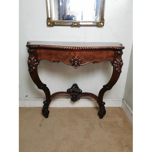 936 - Good quality 19th C. carved mahogany serpentine console table {94 cm H x 114 cm W x 49 cm D}.