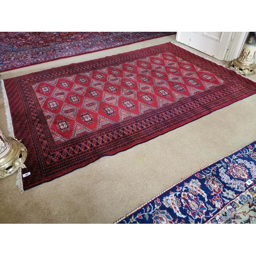 97 - Good quality vintage Afhgan Bokhara wool rug { 247cm L X 163cm W }.
