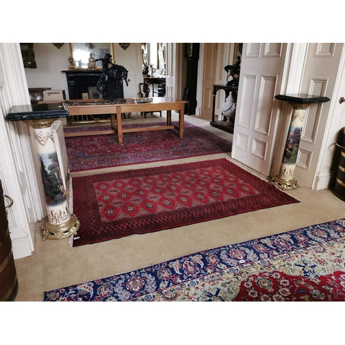 97 - Good quality vintage Afhgan Bokhara wool rug { 247cm L X 163cm W }.