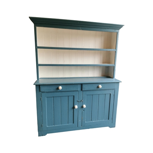56 - Painted pine dresser - The super structure with two shelves over bread board above two short drawers... 