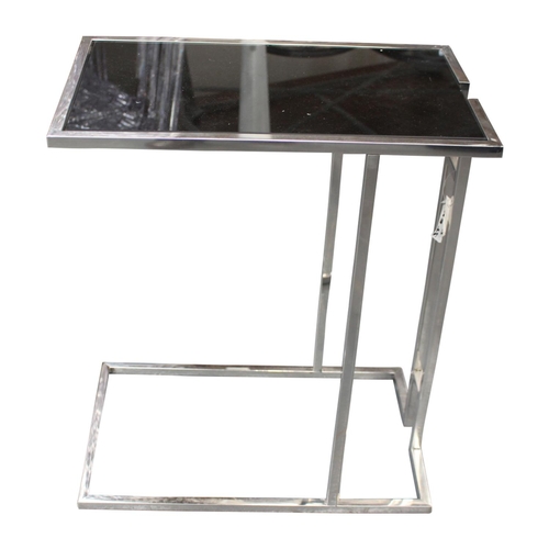 17 - Vintage style side table in chrome and smoked glass { 58 cm H x  50cm W x 31 cm D}