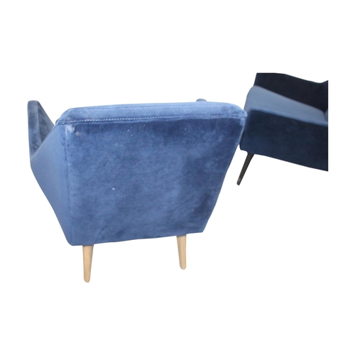 20 - Two crushed velvet upholstered slipper easy armchairs raised on tapered legs { 80cm H x  82cm W x  8... 