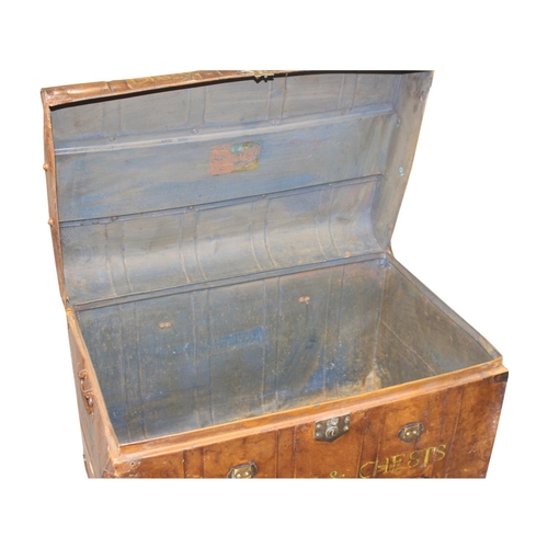 23 - Early 20th. C. metal trunk inscribed Drew & Sons Trunks and Chests Makers  {50 cm H x 84 cm W x  54c... 