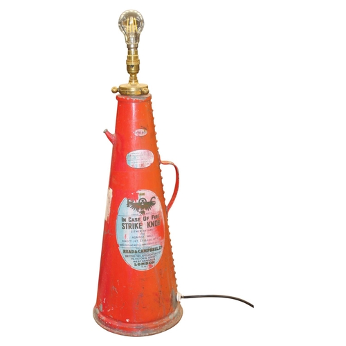 32 - Early 20th. C. fire extinguisher Read & Cambell Ltd in the form of a lamp. { 70cm H x  23cm Dia}