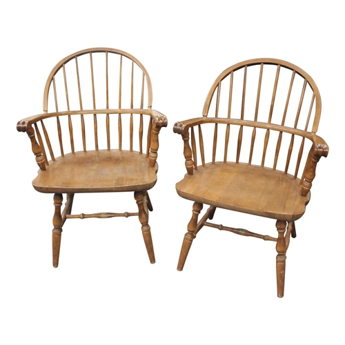 34 - Pair of good quality ash Windsor chairs  { 90 cm H x  64 cm W x  47 cm D}