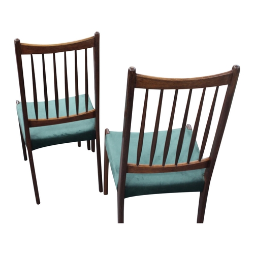 35 - Set of four Retro teak Danish chairs with Danish stamp. { 94cm H x  46cm W x  40cm D}