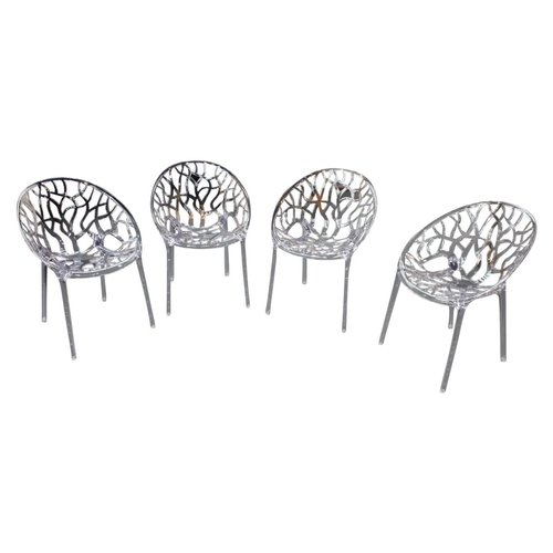4 - Set of four decorative branch design perspex chairs { 79cm H x  59cm Sq.}