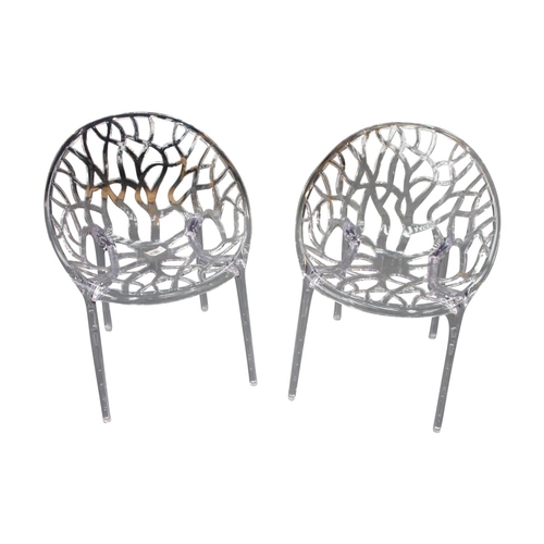 4 - Set of four decorative branch design perspex chairs { 79cm H x  59cm Sq.}