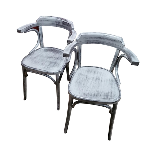 942 - Pair of painted bentwood armchairs. {74 cm H x 51 cm W x 47 cm D}