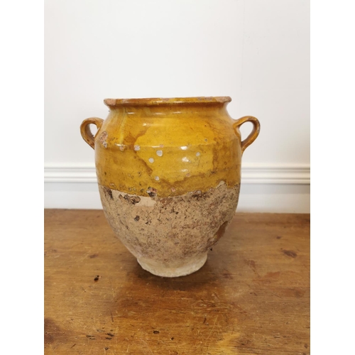 20 - Rare 19th C. glazed terracotta Confit pot {26 cm H x 26 cm Dia.}.