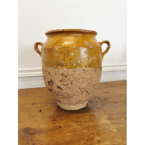 20 - Rare 19th C. glazed terracotta Confit pot {26 cm H x 26 cm Dia.}.