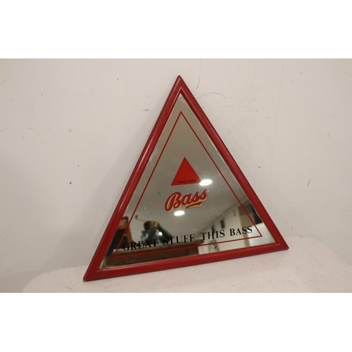 350A - Triangular Bass advertising mirror. {40 cm H x 48 cm W},