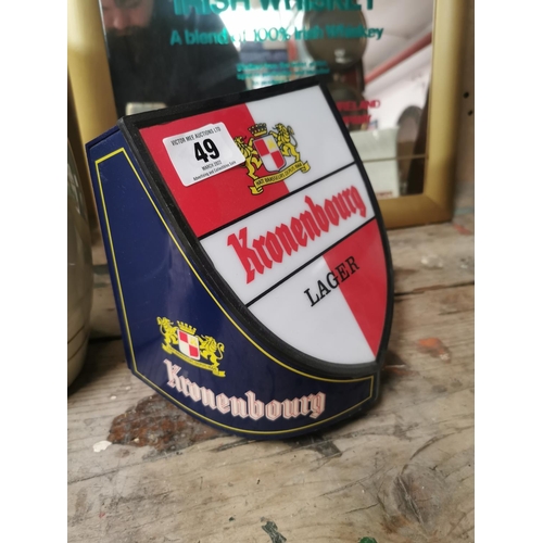 49 - Kronenbourg counter display light up advertising sign {21 cm H x 18 cm W x 18 cm D}.