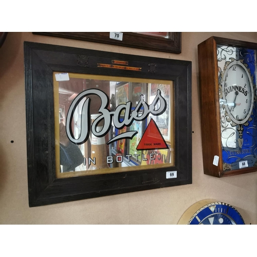 69 - Framed Bass advertising mirror. {48 cm H x 57 cm W}.