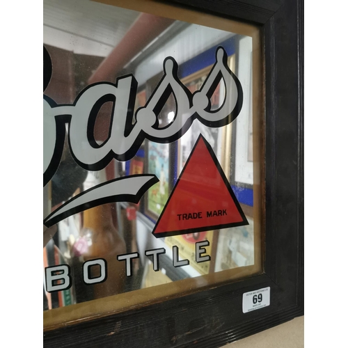 69 - Framed Bass advertising mirror. {48 cm H x 57 cm W}.