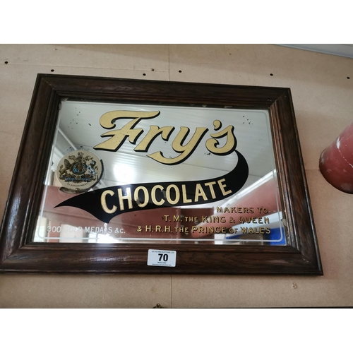 70 - Original Fry's Chocolate framed advertising mirror {40 cm H x 54 cm W}.