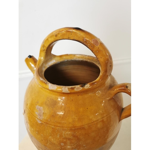 101 - Rare 19th C. glazed terracotta confit pot. { 30 cm H x 23 cm Diam}