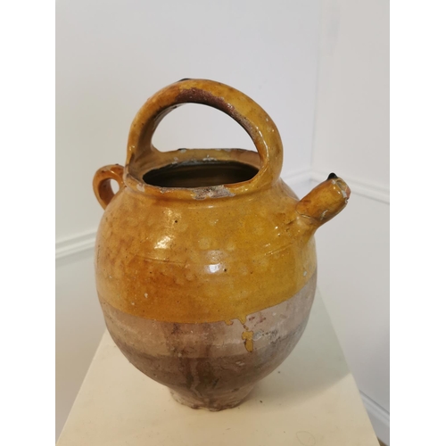 101 - Rare 19th C. glazed terracotta confit pot. { 30 cm H x 23 cm Diam}