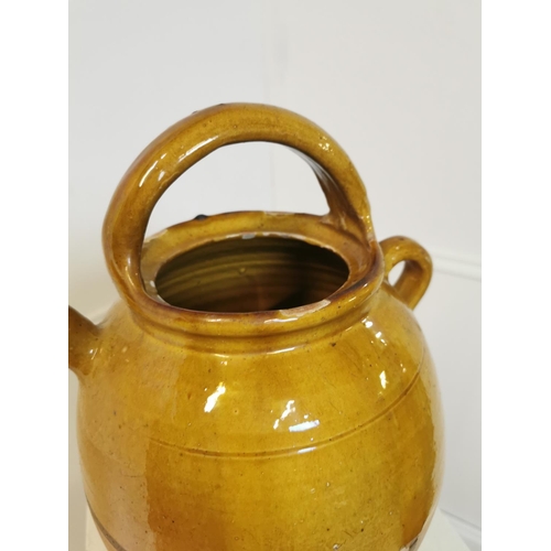 106 - Rare 19th C. glazed terracotta confit pot. { 28 cm H x 36 cm Diam}