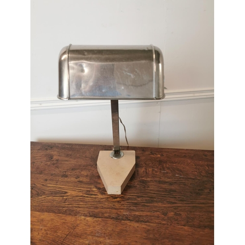 5 - Art Deco chrome and marble desk lamp. {41 cm H x 20 cm W x 26 cm D}.