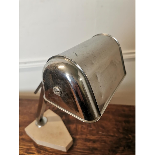 5 - Art Deco chrome and marble desk lamp. {41 cm H x 20 cm W x 26 cm D}.