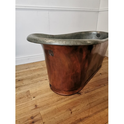 71 - Good quality 19th C. copper roll top slipper bath. {68 cm H x 146 cm L x 74 cm D}.