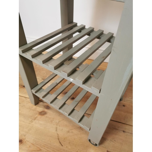 73 - Painted pine kitchen work table. { 86 cm h x 60 cm W x 51 cm D}.