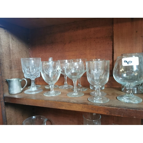 90 - Large collection of miscellaneous wine glasses and others.