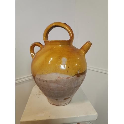 98 - Rare 19th C. glazed terracotta confit pot. { 39 cm H x 29 cm Diam}