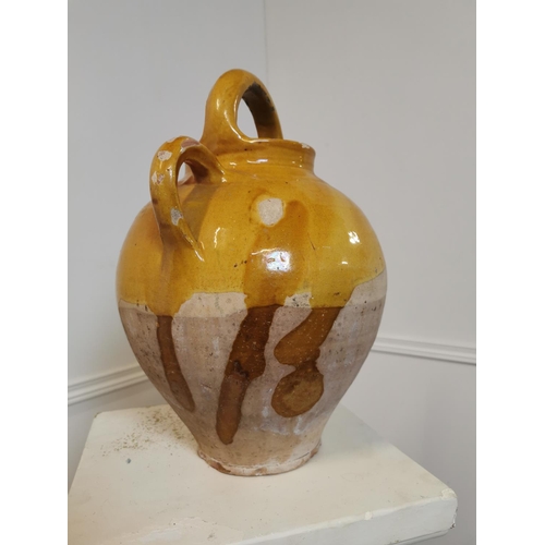 98 - Rare 19th C. glazed terracotta confit pot. { 39 cm H x 29 cm Diam}