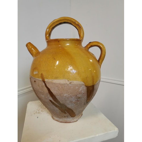 98 - Rare 19th C. glazed terracotta confit pot. { 39 cm H x 29 cm Diam}