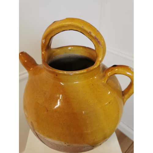 98 - Rare 19th C. glazed terracotta confit pot. { 39 cm H x 29 cm Diam}