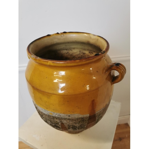 99 - Rare 19th C. glazed terracotta confit pot. { 29 cm H x 29 cm Diam}