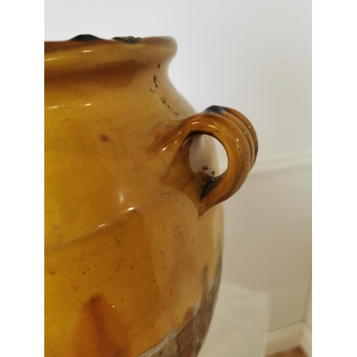 99 - Rare 19th C. glazed terracotta confit pot. { 29 cm H x 29 cm Diam}