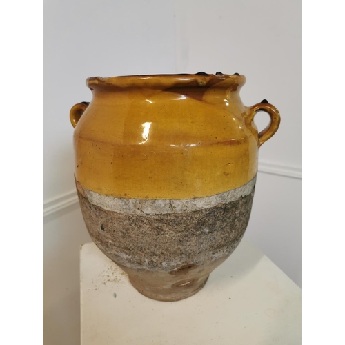 99 - Rare 19th C. glazed terracotta confit pot. { 29 cm H x 29 cm Diam}