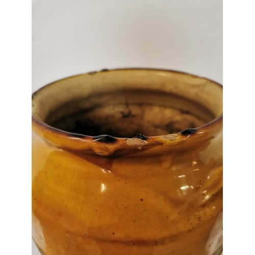 99 - Rare 19th C. glazed terracotta confit pot. { 29 cm H x 29 cm Diam}