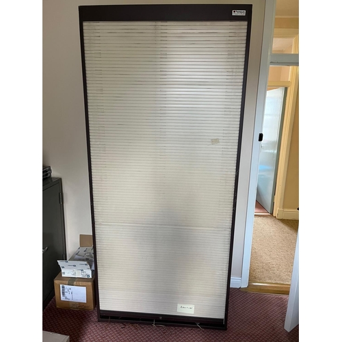 607 - Pair of METRIX tambour cabinets, one other tambour cabinet, two door office cabinet and a desk. {pai... 