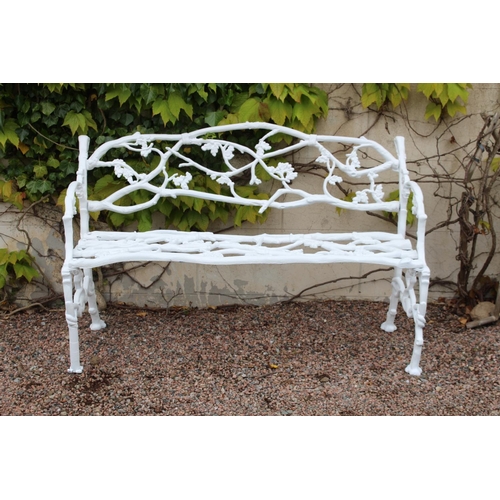 22 - Cast iron bramble design garden bench. {87 cm H x 132 cm W x 50 cm D}