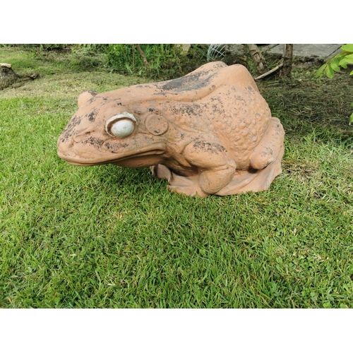 9 - Rare early 20th C. terracotta frog {26 cm H x 44 cm W x 60 cm D}.