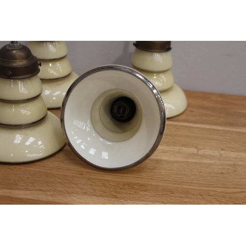 141 - Set of four ceramic beehive lights {16 cm H x 15 cm Dia.}.