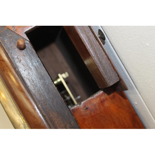 152 - Mahogany school clock inscribed A. Downing {50 cm Dia. x 17 cm D}.