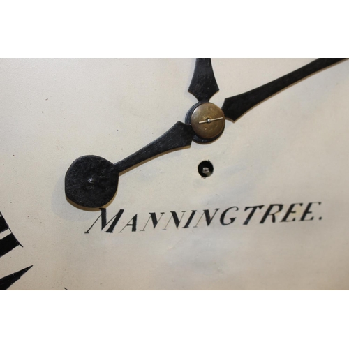 152 - Mahogany school clock inscribed A. Downing {50 cm Dia. x 17 cm D}.