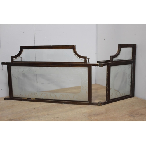 165 - Bronze and glass room divider {66 cm H x 163 cm W x 25 cm D}.