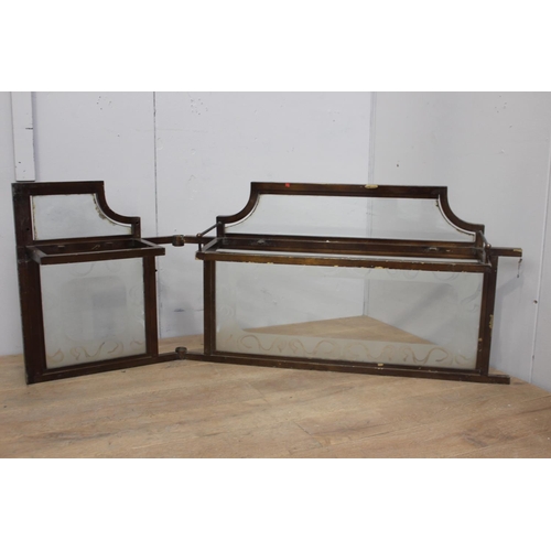 165 - Bronze and glass room divider {66 cm H x 163 cm W x 25 cm D}.