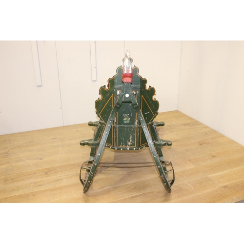 190 - Wooden and metal Hunter's sleigh {125 cm H x 158 cm W x 88 cm D}.