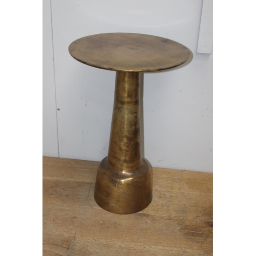 276 - Brushed bronze aluminium lamp table {73 cm H x 47 cm Dia.}.